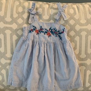Baby Gap girls blue striped dress with flowers
